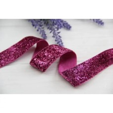 Стрічка оксамитова люрексова "2.5 см", малинова 35 метрів