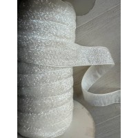 Стрічка оксамитова люрексова "2.5 см", біла 22 метрів