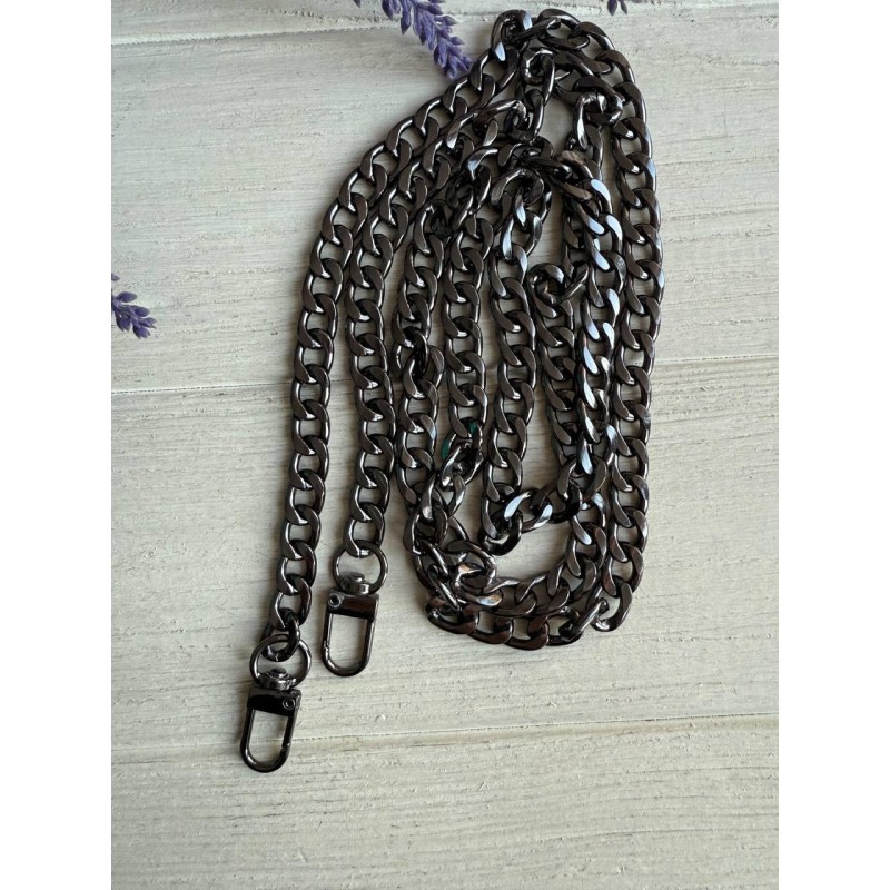 Комплект Ланцюжок з карабіном № 26  , темне срібло  120 см