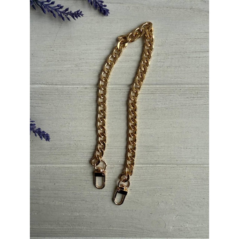 Ручка ланцюжок з карабіном № 28, золото 40 см