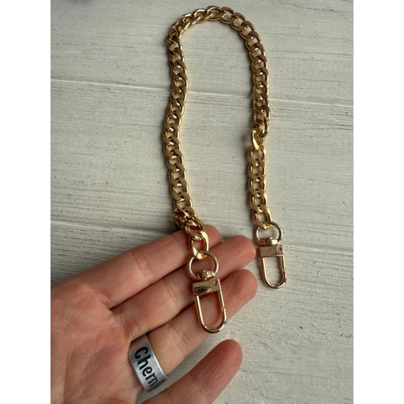 Ручка ланцюжок з карабіном № 28, золото 40 см