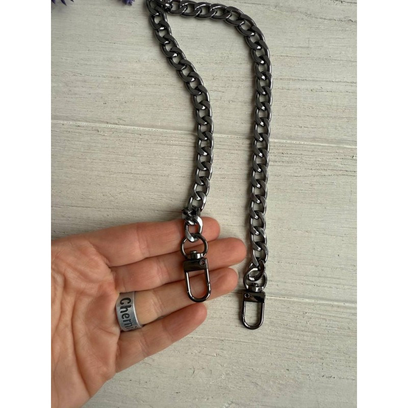 Ручка ланцюжок з карабіном № 28, темний нікель 40 см