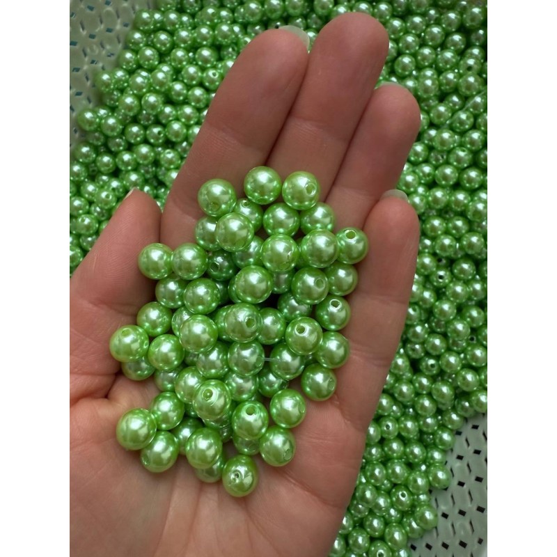 Намистини перлини на нитці "Люкс" 8 мм світло-зелені 500 грамів