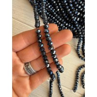 Намистини " Рондель кришталь  "    6 мм , темно сірий  нитка 80-88  шт