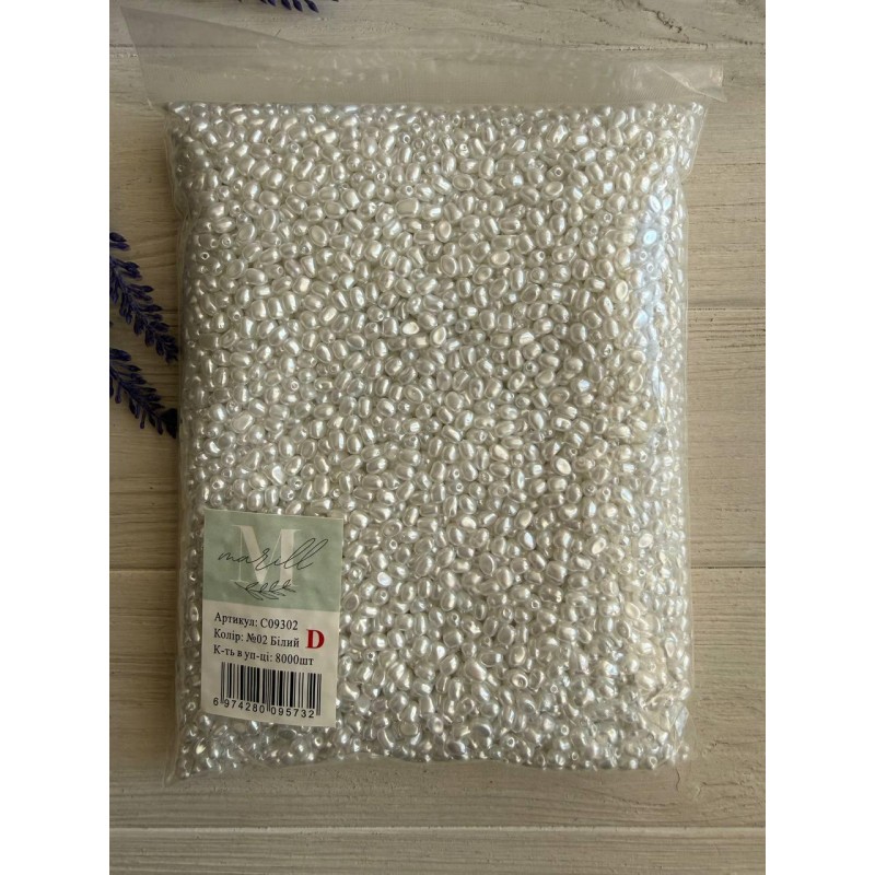 Намистини перли імітація " Барокко С09302 "  білі 500 грамів