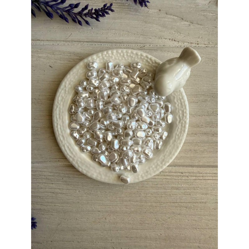 Намистини перли імітація " Барокко С09301 "  білі 500 грамів