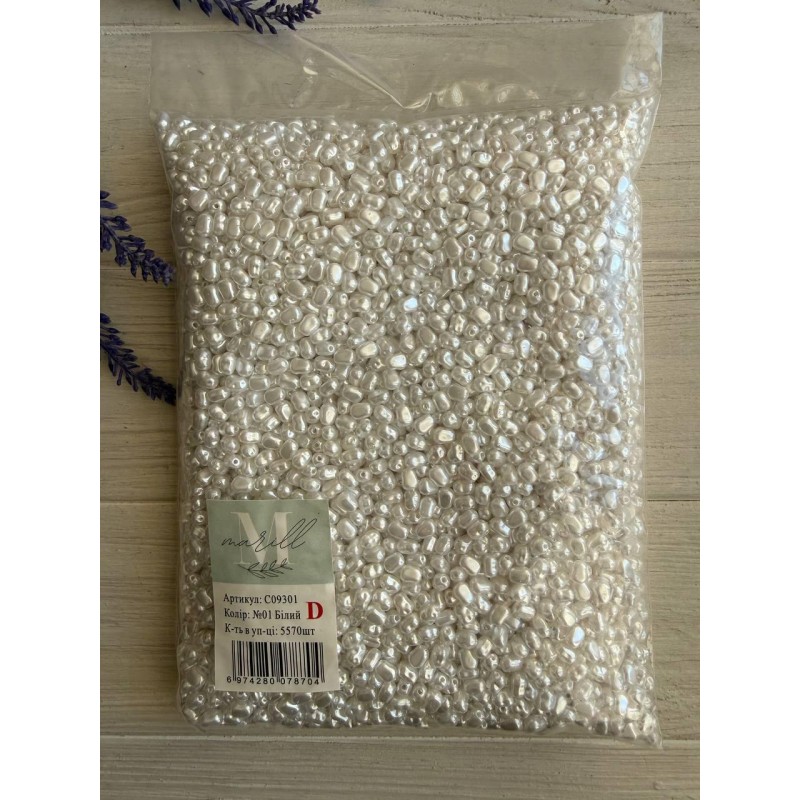 Намистини перли імітація " Барокко С09301 "  білі 500 грамів