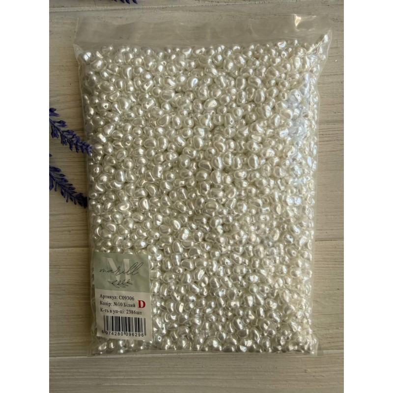 Намистини перли імітація " Барокко С09306 "  білі 500 грамів