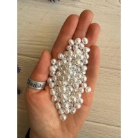 Бусины жемчуг имитация " Барокко С09304 "  белые   500 грам