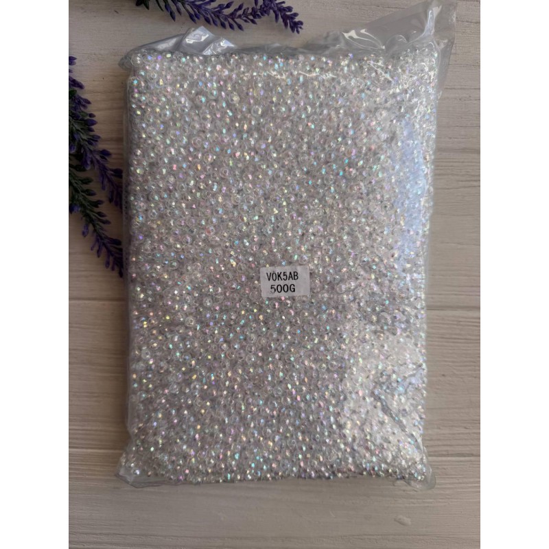 Намистини " Кришталеві Хамелеон круглі " 5 мм , білі 500 грам