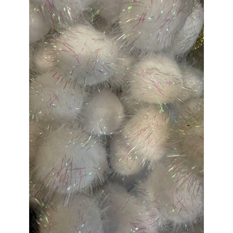 Помпони нейлонові " 4 см , білі  з  люрексом 500 шт