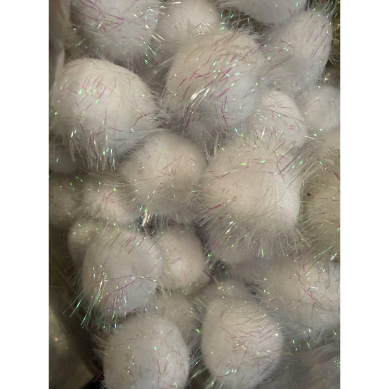 Помпони нейлонові " 4 см , білі  з  люрексом 500 шт