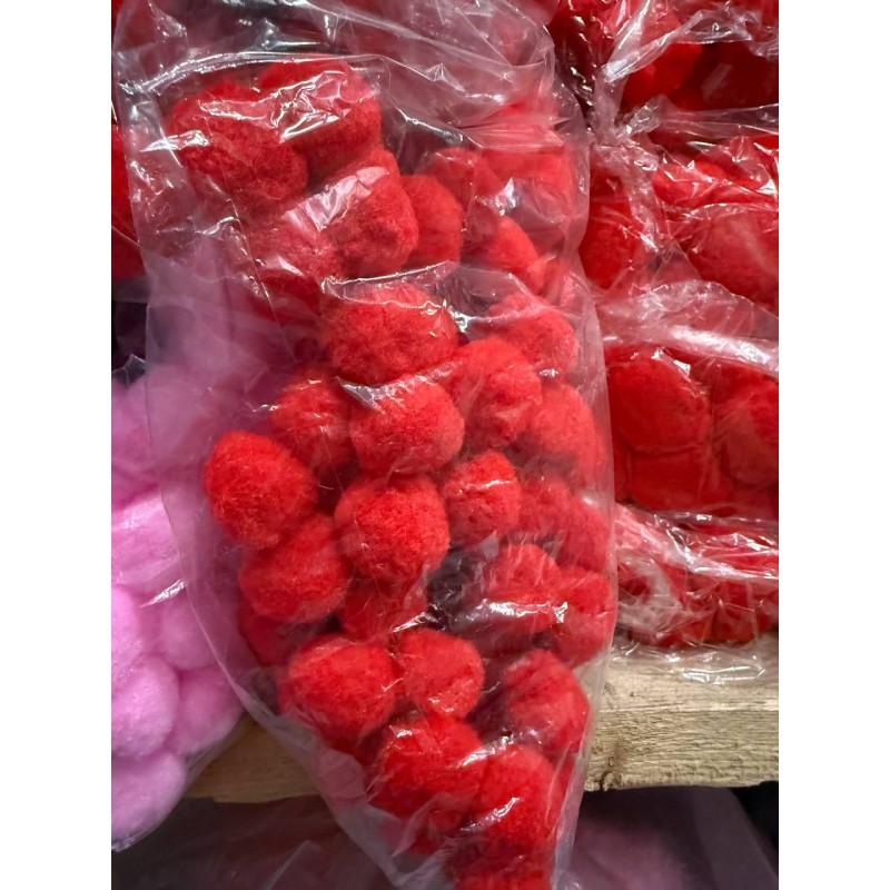 Помпони нейлонові "3 см" червоні 250 шт