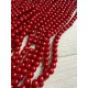 Намистини скляні 6 мм темно червоні нитка