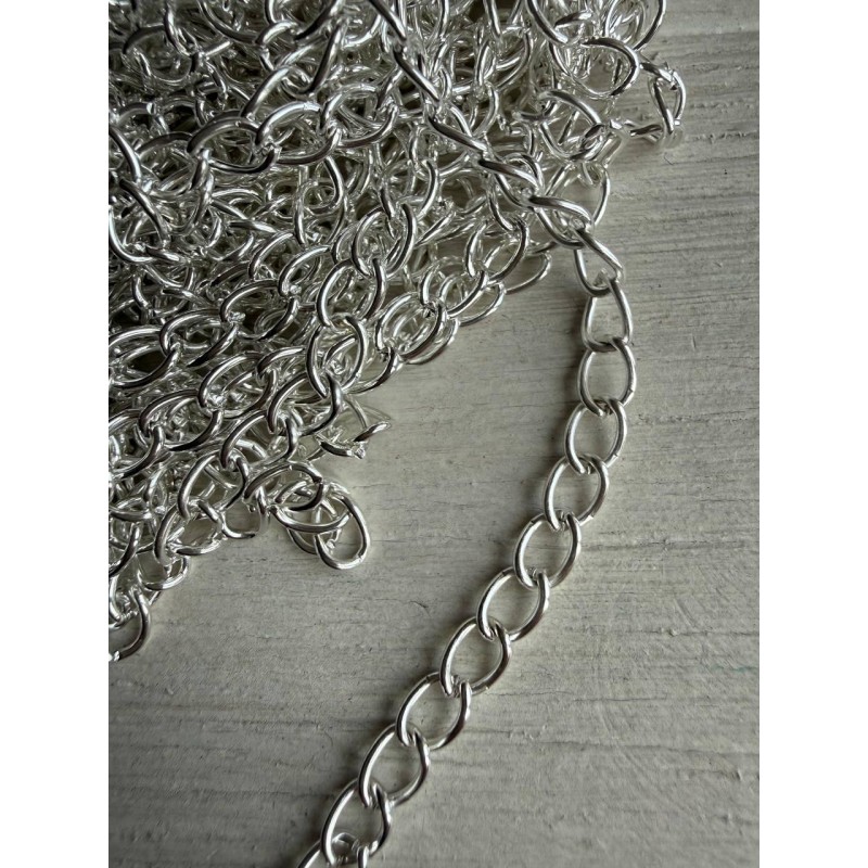 Ланцюжок 7*5  мм  світле  срібло  50 см