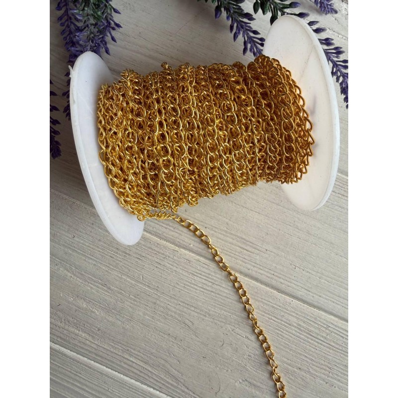 Ланцюжок 7*5 мм  яскраве золото 50 см