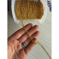 Цепочка 7*5 мм яркое золото  50 см