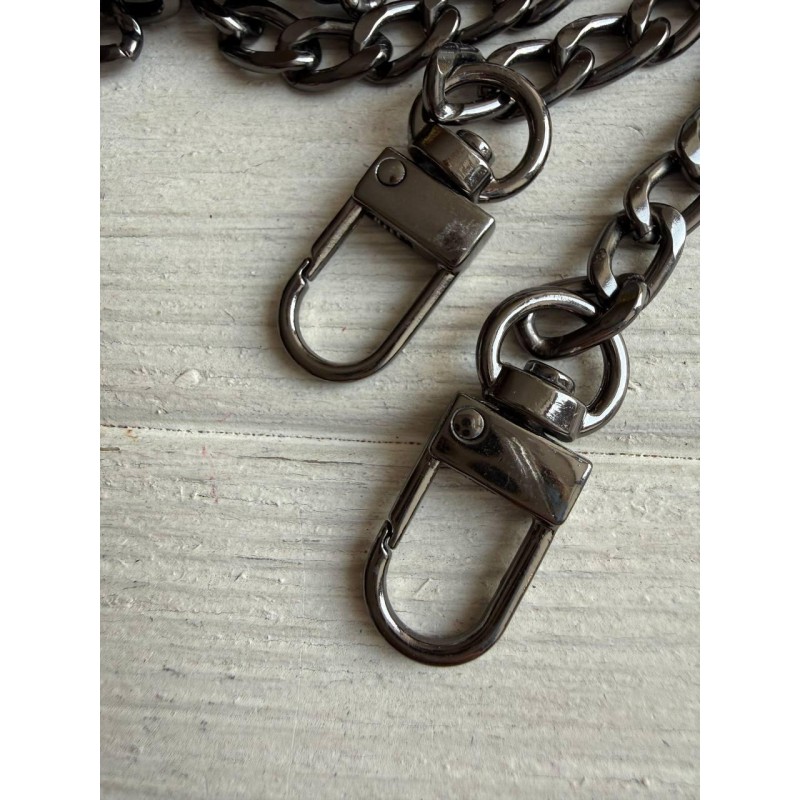 Комплект Ланцюжок з карабіном № 42 , темне срібло  120 см
