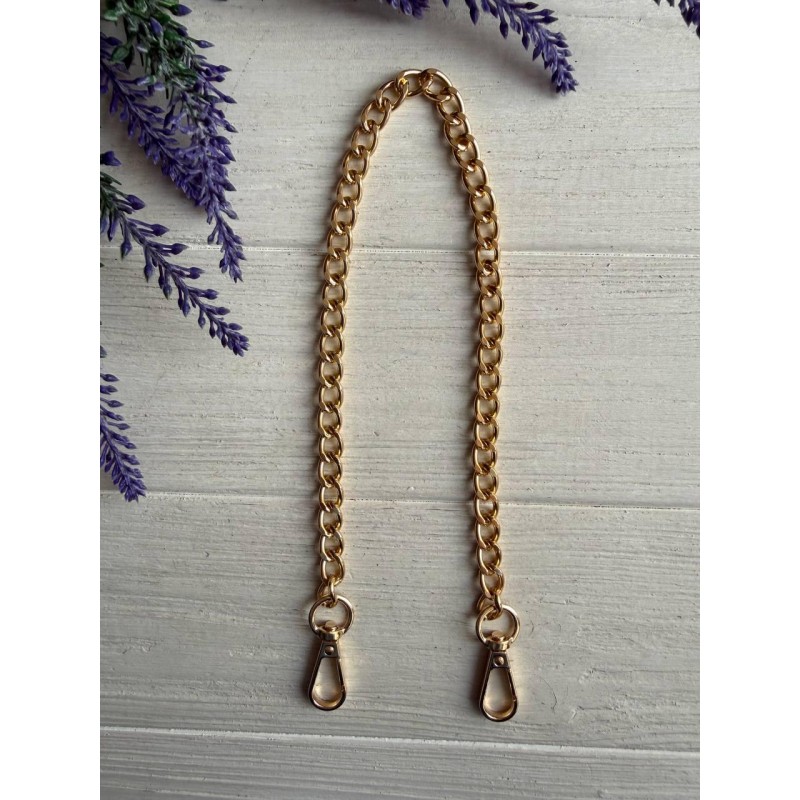 Ручка ланцюжок з карабіном № 41, золото 44 см