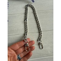 Ручка цепочка  с карабином  № 28, серебро 40 см