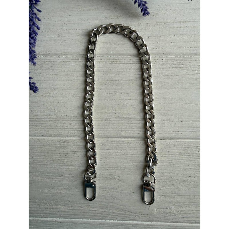Ручка ланцюжок з карабіном № 28, срібло 40 см