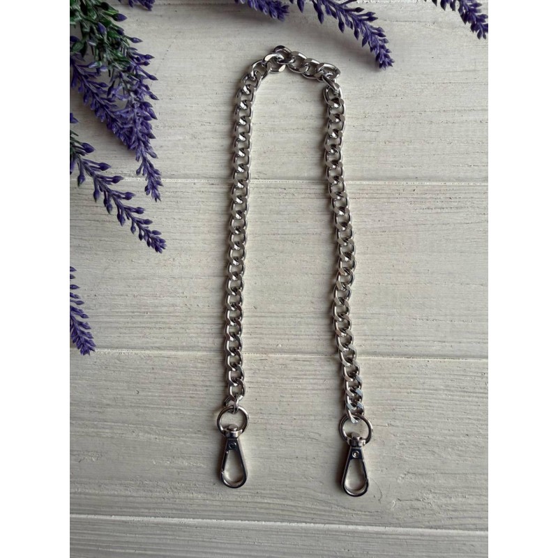 Ручка цепочка  с карабином  № 41 серебро 44 см