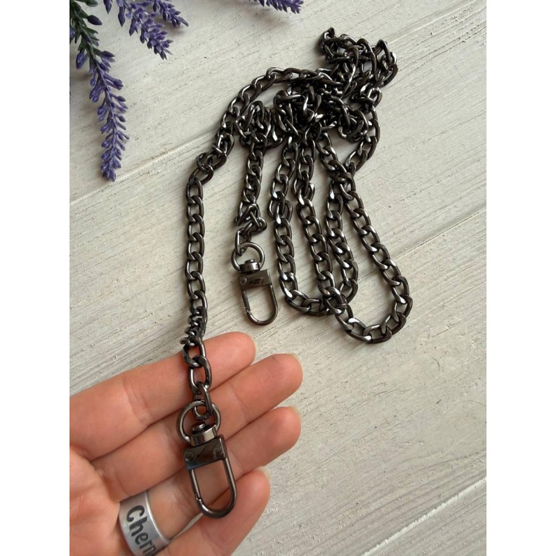 Комплект Ланцюжок з карабіном № 42 , темне срібло  120 см