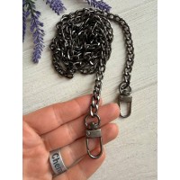 Комплект Цепочка  с карабином  № 42 , темное серебро      120 см