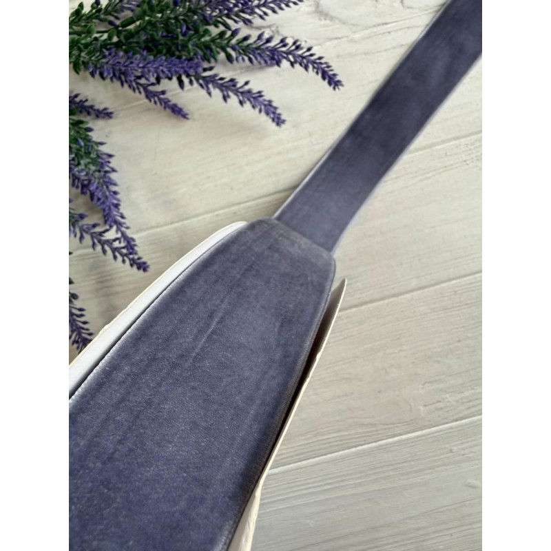 Стрічка оксамитова "4 см" сіра 34 код 27 метрів