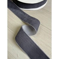 Лента бархатная " 4 см " серая 34 код  27 метров