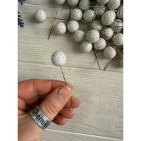 Ягодка на палочке " Мраморная " , белая с серебром  340 шт