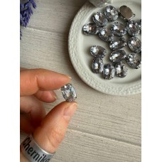 Стрази в цапах пришивні Овал 14*10 мм білі 10 шт