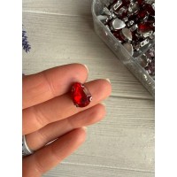 Стрази в цапах пришивні Крапля 14*10 мм червоні 10 шт