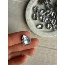 Стрази в цапах пришивні Крапля 14*10 мм білі  10 шт