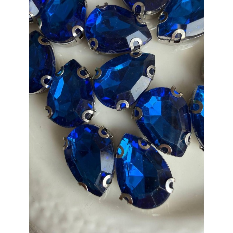 Стрази в цапах пришивні Крапля 14*10 мм сині 10 шт