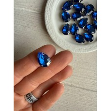 Стрази в цапах пришивні Крапля 14*10 мм сині 10 шт