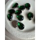 Стрази в цапах пришивні Крапля 14*10 мм темно зелені  10 шт