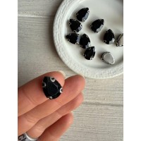 Стрази в цапах пришивні Крапля 14*10 мм чорні 10 шт