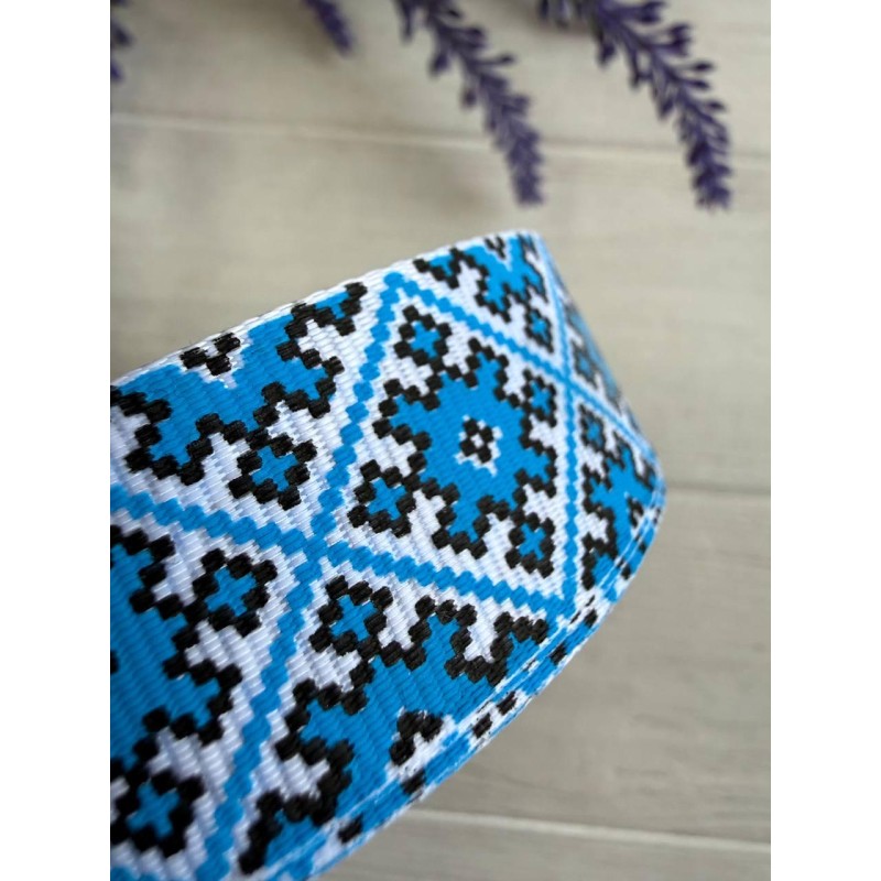 Репс "Вишиванка 2,5 см" синя 22,5 метра