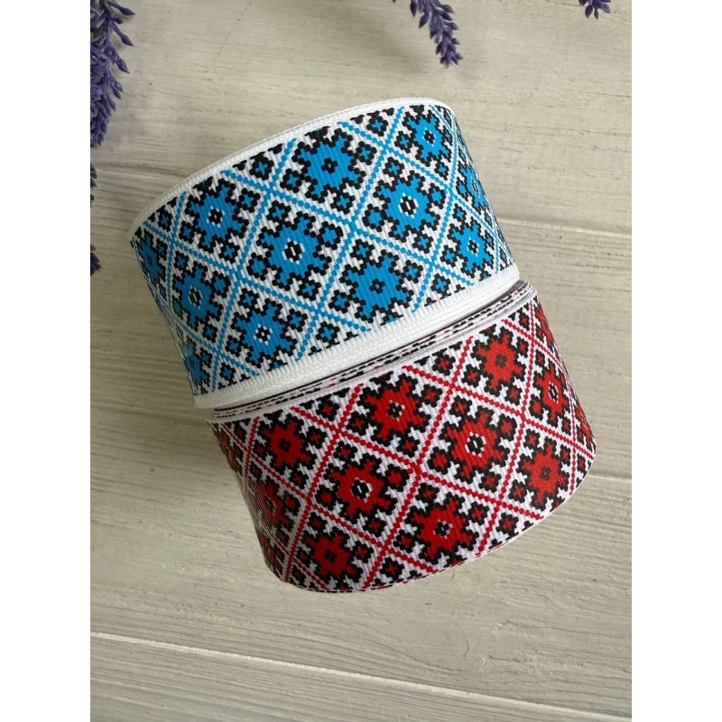 Репс " Вишиванка " 4 см червона 22,5 метра