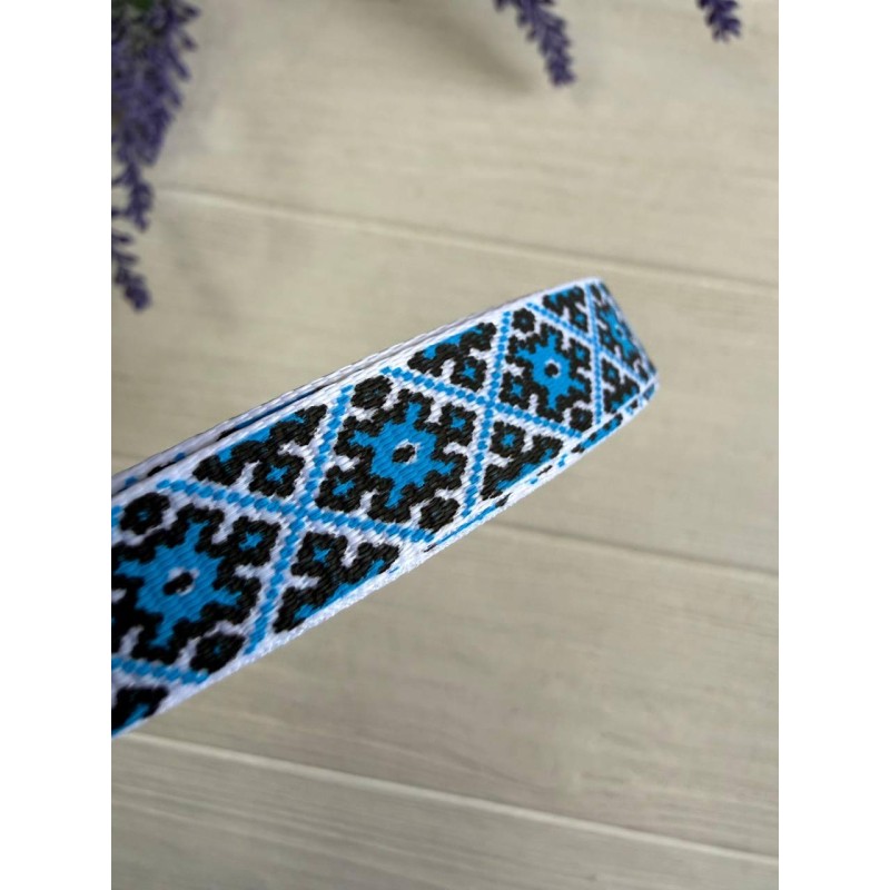 Репс " Вишиванка 1.2 см " синя  22,5 метра