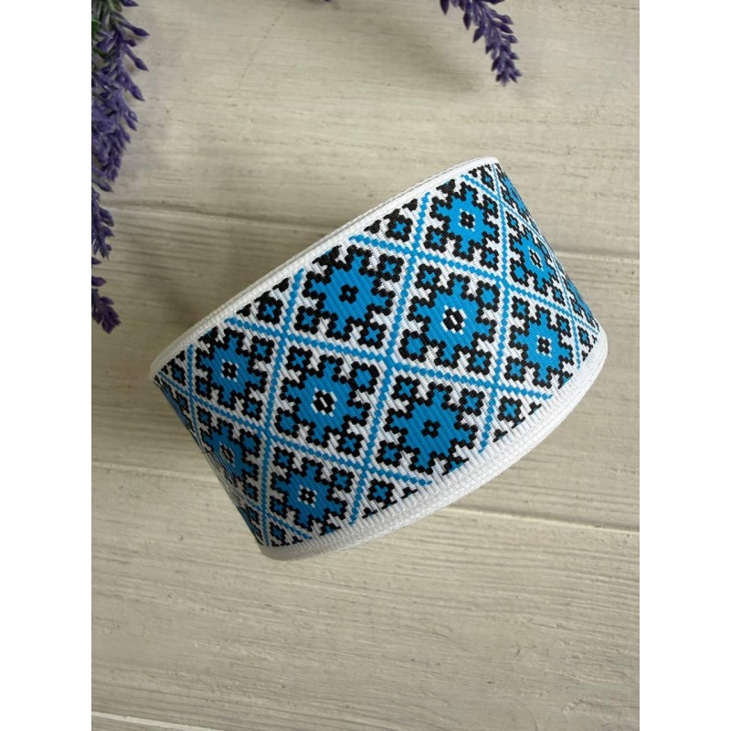 Репс " Вишиванка " 4 см синя 22,5 метра