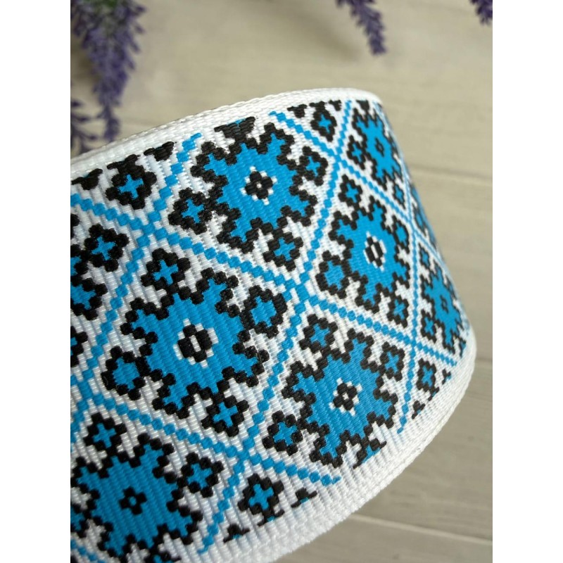 Репс " Вишиванка " 4 см синя 22,5 метра