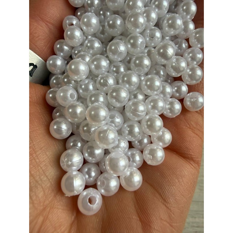 Бусини круглі " Перли  " 6 мм білі 500 грам