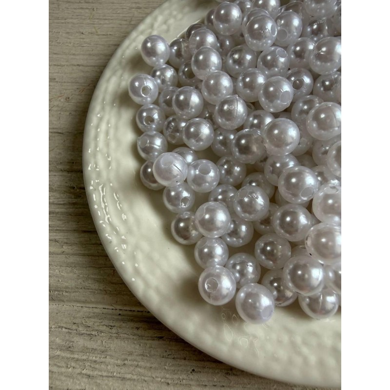 Бусини круглі " Перли  " 6 мм білі 500 грам