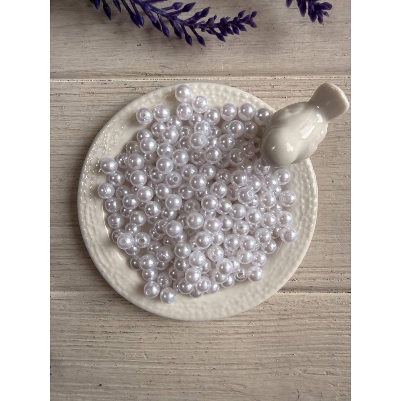 Бусини круглі " Перли  " 6 мм білі 500 грам