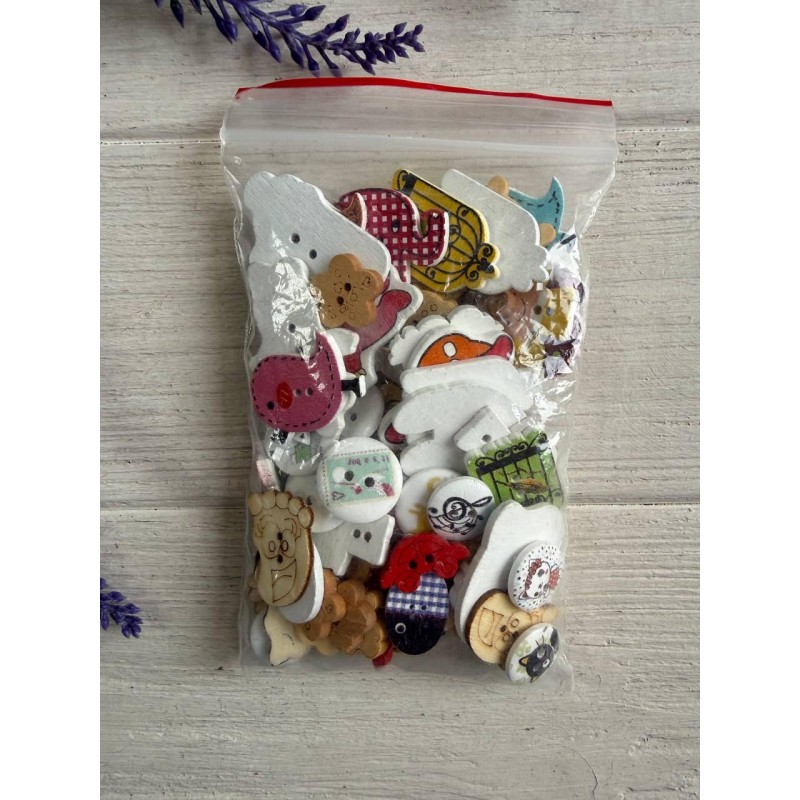 Гудзики дерев'яні " Мікс "  80 шт