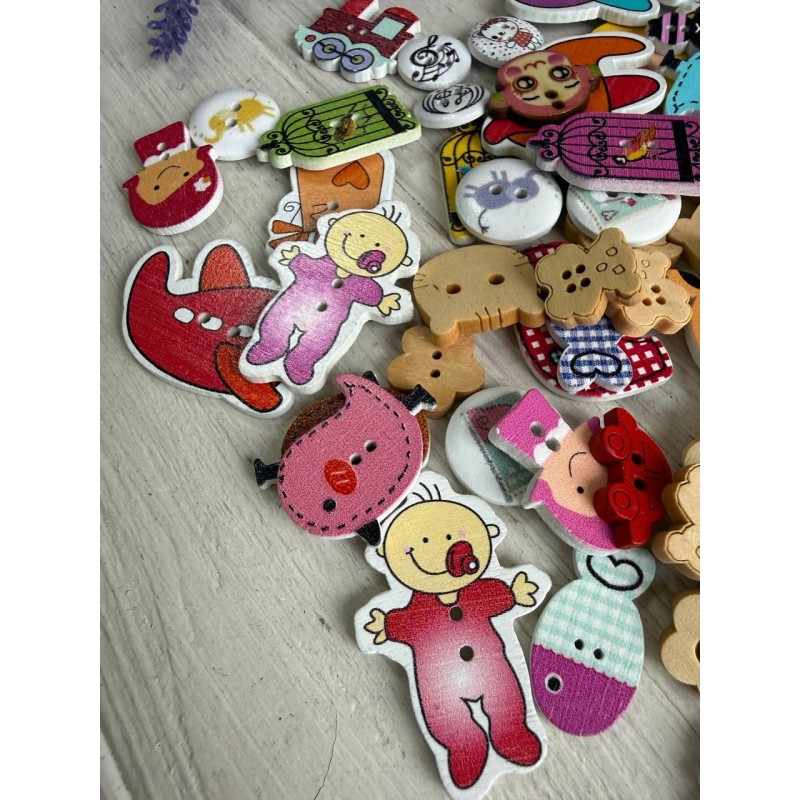 Гудзики дерев'яні " Мікс "  80 шт