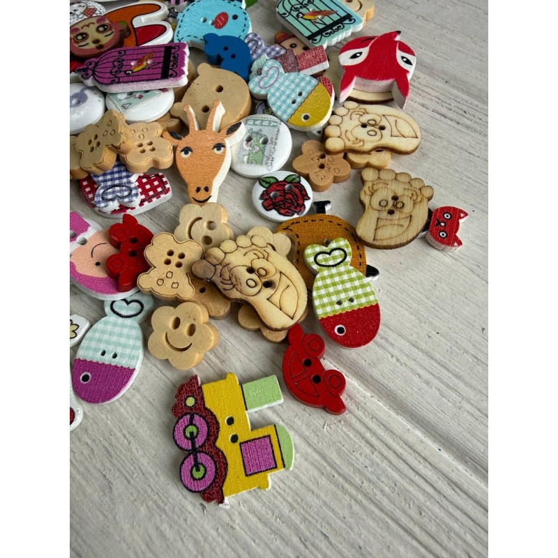 Гудзики дерев'яні " Мікс "  80 шт