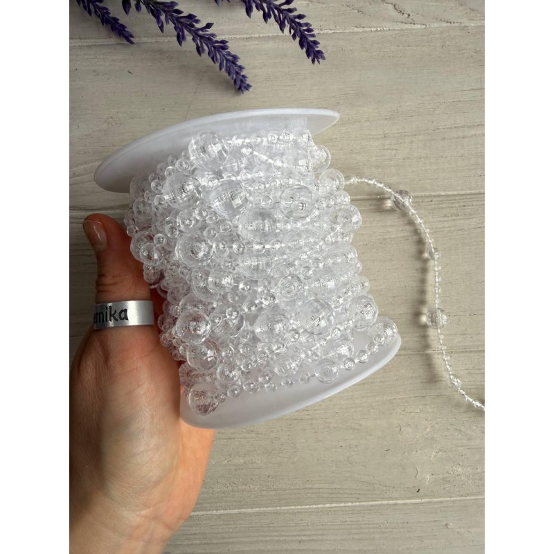 Бусины на леске круглые " 653 "  прозрачные 10 метров